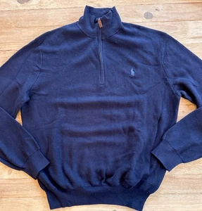 Polo Ralph Lauren Sweater Men XL 1/4 Zip Textured Pima Cotton Navy Pique Mesh - Bild 1 von 5