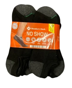 Calcetines de algodón transpirables acolchados Member's Mark No Show para hombre, 10 pares (negros, - Imagen 1 de 1