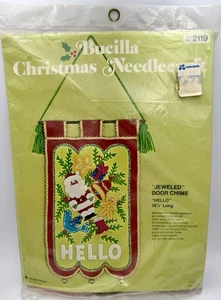 Bucilla Christmas Needlecraft Jeweled Santa Door Chime "Hello" Kit No. 2119 NOS - Picture 1 of 4
