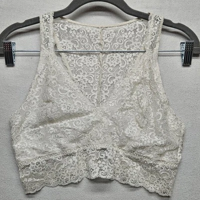 Bralette Soma de Encaje Espalda Corredora Para Mujer Grande Marfil Blanco Floral Transparente Elástico Forrado Foto 1 de 4