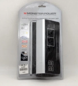 Monster Power Station Überspannungsschutz mit 2 A/C - 4USB & LED Licht NEU - Bild 1 von 5