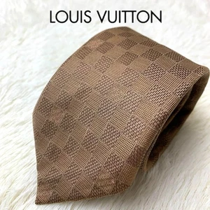 Corbata de seda a cuadros marrón oscuro Damier para hombre hecha en Italia LOUIS VUITTON - Imagen 1 de 7