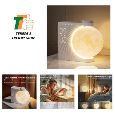 Elegant Sunrise Alarm Clock with Moon Lamp & Soothing Sounds for Heavy Sleepers - Image 1 of 4