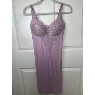 Rhonda Shear Lavender Lace Chemise Shaping Slip Dress Medium Sleepwear Lingerie - Image 1 of 4