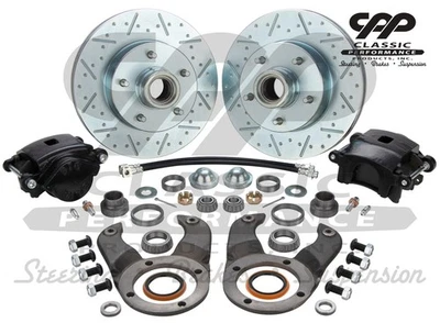 1937 48 Ford Front Disc Brake Kit Drilled/Slotted Rotors for OEM Drum Spindles - Image 1 of 4