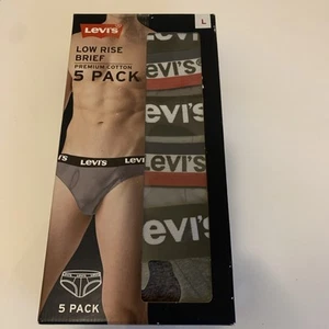 Levi's Low Rise Brief Size Large Underwear Premium Cotton 5 Pack Black,Gray - Picture 1 of 6