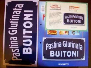 TARGA BUBBLICITARIA HACHETTE PASTINA GLUTINATA BUITONI CON VOLUME E CARTOLINA - Imagen 1 de 1