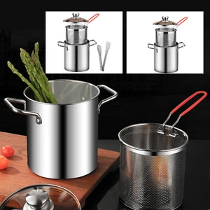 Deep Fryer Pot 304 Stainless Steel Fry Pot with Basket and Lid Food Grade wePfy - Picture 1 of 22