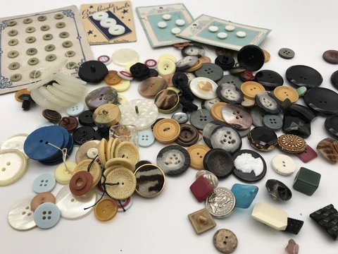 Lot of Antique Victorian Buttons Glass Jet Black Cameo Bakelite Pearl Celluloid Cover