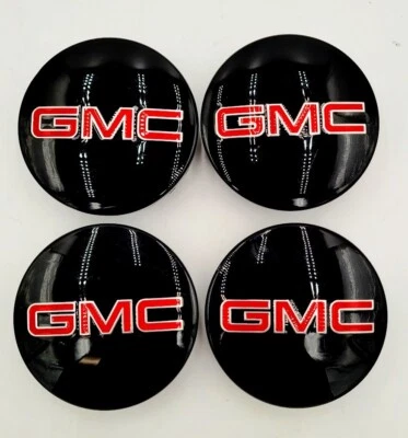 OEM GMC Polished Black and Red 3.25" Center Cap - 22837060 - SET OF 4 Foto 1 de 4