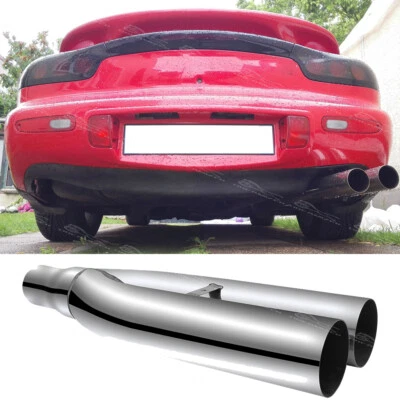 Para Mazda RX-7 RX-8 2.5" In 3.5 Out 19" Doble Punta de Escape Tubo de Explosión Inoxidable Foto 1 de 4
