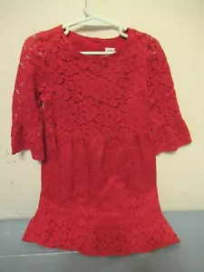 P7(1) Girls Red Size 5 Gap Long Sleeve Sheer Dress All over Lace Fully Lined - Picture 1 of 6