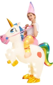 Halloween Ride A Unicorn Kids Age 7-10 Inflatable Costume Battery Pack Dress-up - Picture 1 of 9