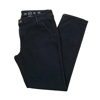 Pantalones de mezclilla elásticos rectos tiro bajo calce Rebecca negros cosidos Earnest WMS talla 30 Foto 1 de 4