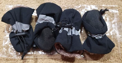 Botas reflectantes ligeras forradas de piel talla 1 negras para mascotas para arena, pavimento y nieve Foto 1 de 4