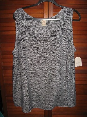 Nuevo con etiquetas Camiseta sin mangas Desteñida Glory Mujer Talla 2XL Cami Shell Negra Blanca Espiga Pit-P 23" Foto 1 de 4