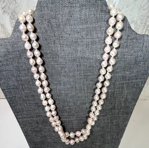 Doppelstrang Zuchtperlen Halskette Barock Stil 18" lang 5 - 8 mm Perlen - Bild 1 von 15