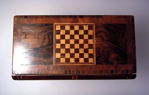 Antique Parquetry Rosewood False Book Chess