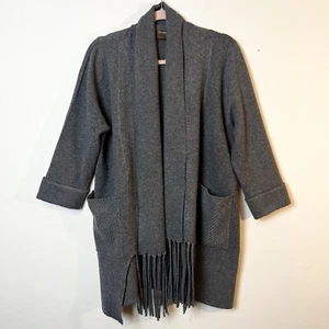 Kerisma Cardigan Open Front Fringe Pockets Lagenlook Oversized Soft Sz M #G627 - Picture 1 of 12