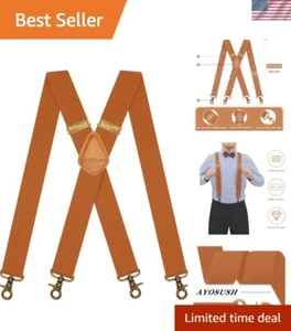Durable Vintage Suspenders with Bronze Snap Hooks - Adjustable Length 32" to 47" - Picture 1 of 8