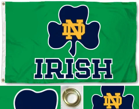 Notre Dame Flag ~ Fighting Irish Clover Design ~ Large 3'X5' ~ FREE SHIPPING Cover