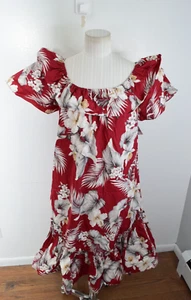Royal Creations Hawaiian Red Ruffled Floral Muumuu Dress Medium New Knee Length - Picture 1 of 5