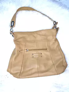 Tignanello Kieselleder Geldbörse Hobo Schultertasche braun goldfarben Hardware - Bild 1 von 8