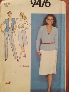 Sz 14 Vintage 80s Jacket Pants Skirt Sewing Pattern Simplicity 9476 - Picture 1 of 2