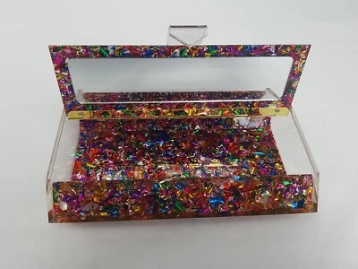 Estuche de maquillaje o bolso sin asas de confeti multicolor acrílico colección Sephora❤ Foto 1 de 4