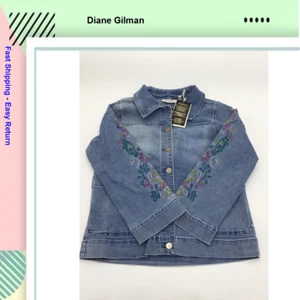 DG2 by Diane Gilman Signature Collection Embroidered Chore Jacket, Chambr, Smal - Picture 1 of 2