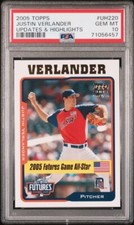 2005 Topps Update Highlights JUSTIN VERLANDER Tigers RC Rookie UH220 Mint PSA 10