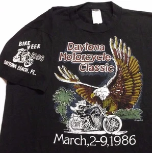 1986 Daytona Beach Motorcycle Classic T-Shirt Harley HOGS RUN WILD Bike Week - Picture 1 of 12