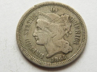 1865 nickel three cent piece coin - Image 1 of 2