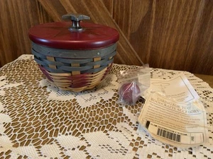 Longaberger American Celebration 4" Schüssel Korb mit Sternknopf Deckel & Einsatz 2008 - Bild 1 von 9