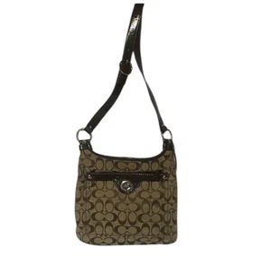 Coach  Vintage Brown and Tan Signature Jacquard Shoulder Bag Purse Handbag - Picture 1 of 7