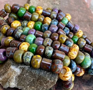 2/0 Aged Mixed Picasso With Tubes Strand 37b Czech Fancy Glass Seed Beads - Picture 1 of 6