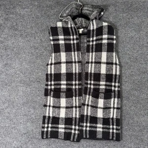 EST 1946 Plaid Hooded Vest Womens L Cozy Fall Layering Preppy Cottagecore - Picture 1 of 8