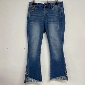 Litz Medium Wash Ankle Raw Hem Straight Leg Jeans Damen 26 Zip Fly Blue Denim - Bild 1 von 12