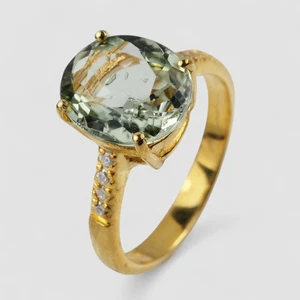 Anillos de joyería hechos a mano de turmalina verde menta de 3,20 quilates de plata de ley 925 talla 6,5 - Imagen 1 de 10