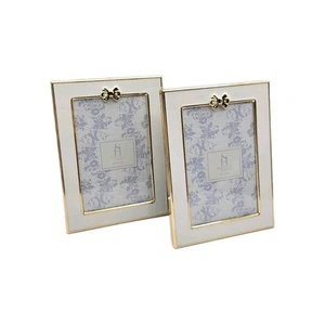 Lot Of 2 Sheffield Home 4x6" White & Gold Tone Boarder Photo Picture Frame - Picture 1 of 6