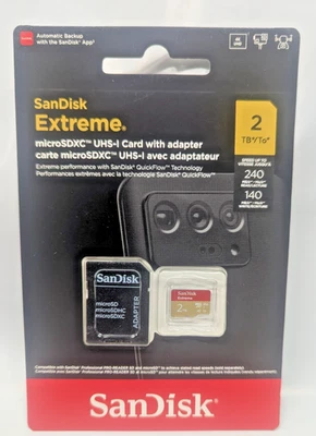 SanDisk 2TB Extreme microSDXC UHS-I Speicherkarte mit Adapter "Original" Neu - Bild 1 von 2