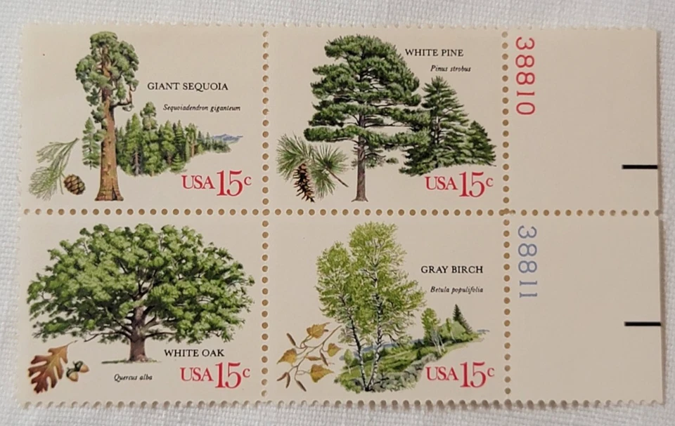 1978 15-cent US stamps American Trees stamp block of 4 stamps - Image 1 of 1