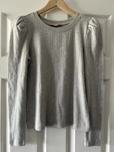LOFT Gray Knit Pullover Top Sweater Puff Sleeves Size XSmall - Picture 1 of 5