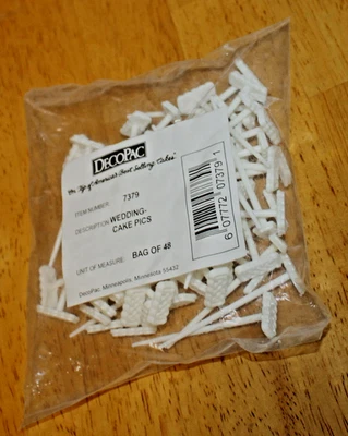 DecoPac - 48 PC WHITE WEDDING CAKE PICS - Cupcakes, Treats #7379 - Vintage New - Image 1 of 3