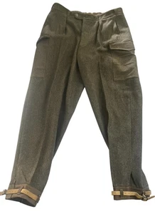 Vintage Swedish WW2 Wool Army Pants 38 military green 1941 CARGO Deadstock - Bild 1 von 15