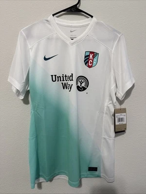 Camiseta de fútbol para mujer Nike KC KANSAS CITY actual NWSL talla L NUEVO BLANCO/VERDE Foto 1 de 4