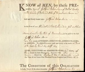 INGRESOS EN RELIEVE EE. UU. RM 178 - BONO PENAL - PAGO EN ORO Y PLATA - 13/11/1799 - Imagen 1 de 5