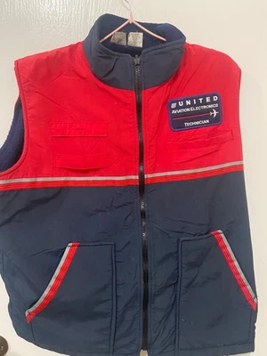 Chaleco para Hombres United Airlines Cremallera Completa Forrado de Vellón Mecánico Empleado Talla Grande De Colección Foto 1 de 4