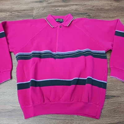 Polo Alexander Julian Rosa Rayas Manga Larga Vintage COLORES Mediano Años 90 Foto 1 de 4