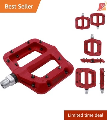 Mountain Bike Pedals Nylon 9/16 Inch 3 Bearings Anti-Skid Lightweight Durable - Image 1 of 4